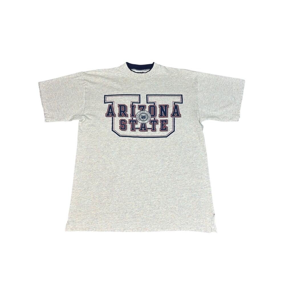 Vintage ASU T Shirt Mens Large Grey 90s Arizona State University Gear for Sports